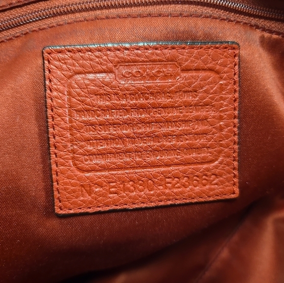 Coach Park North South Shoulder Tote Bag Red Pebbled Leather Large Purse Carry - Picture 15 of 16